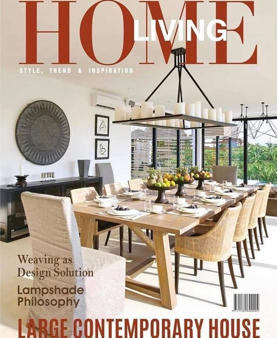 Cover of HOME Living magazine showing a large contemporary dining room